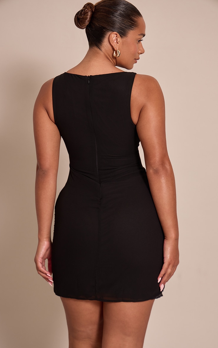 Shape Mini robe en mousseline de soie noire à décolleté devant image 2