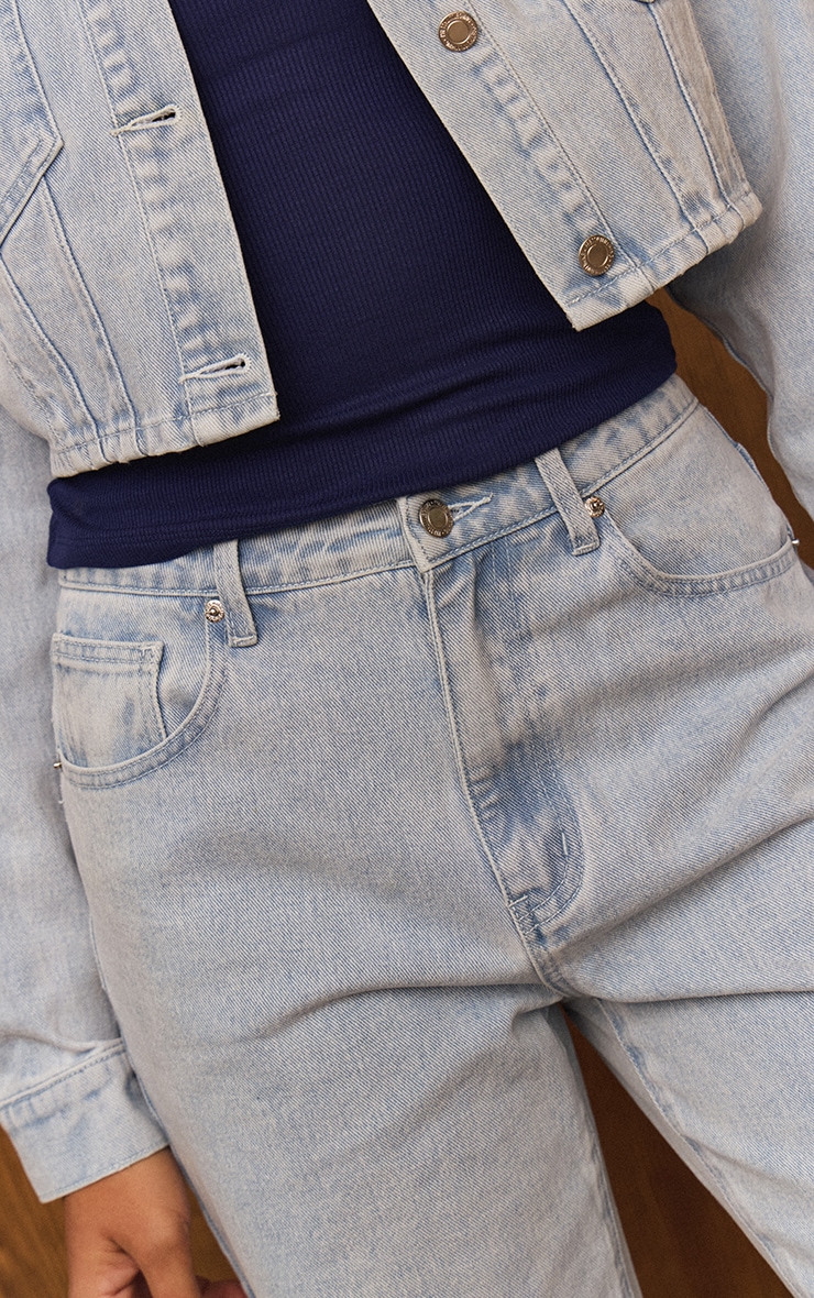 Jean droit bleu clair à taille haute image 5