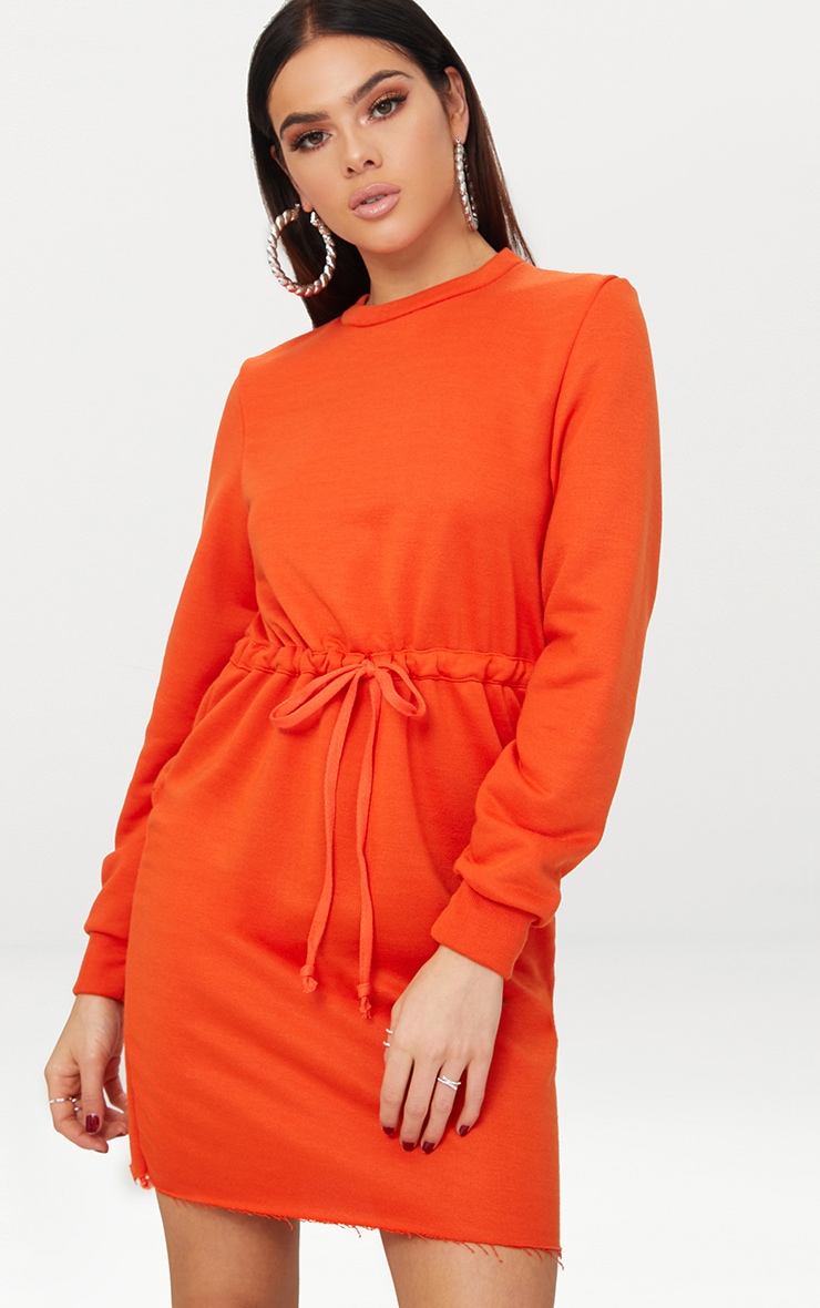 orange sweatshirt dress