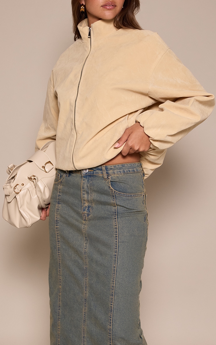 Vintage Mid Rise Seam Detail Maxi Denim Skirt image 4