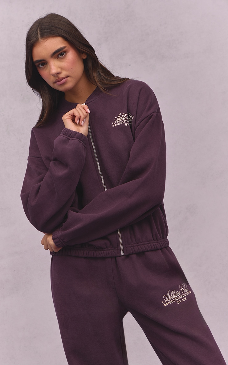 Plum Athletics Club Cotton Fleece Bomber Jacket image 1