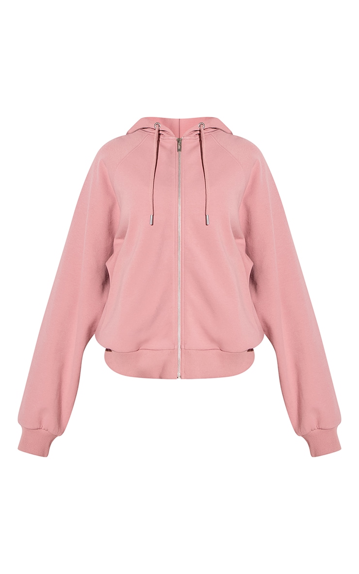 Petite Baby Pink Zip Up Hooded Sweatshirt image 5