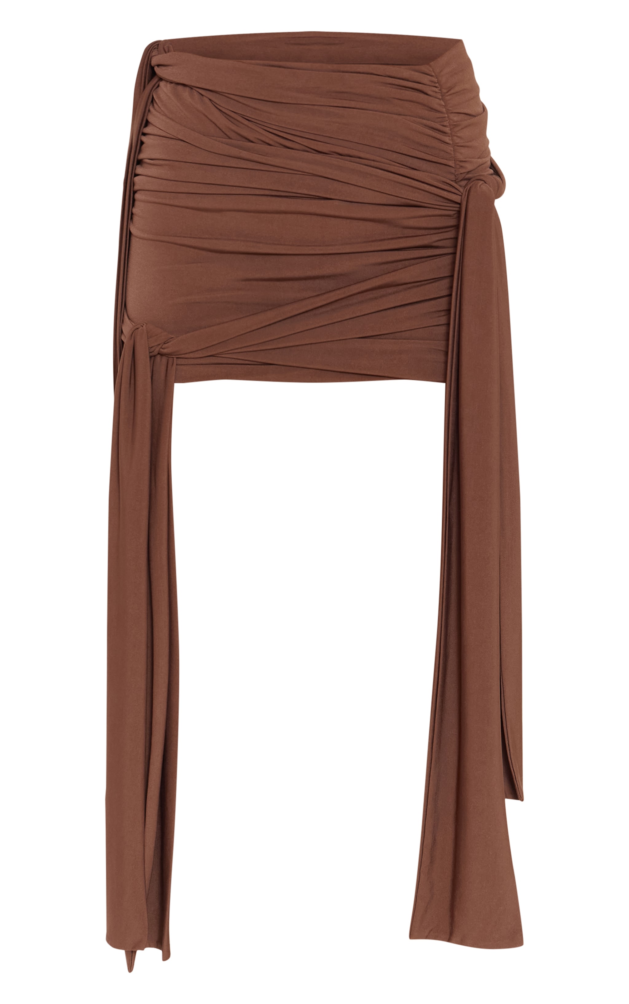 Dark Brown Slinky Jersey Knot Detail Mini Skirt image 6