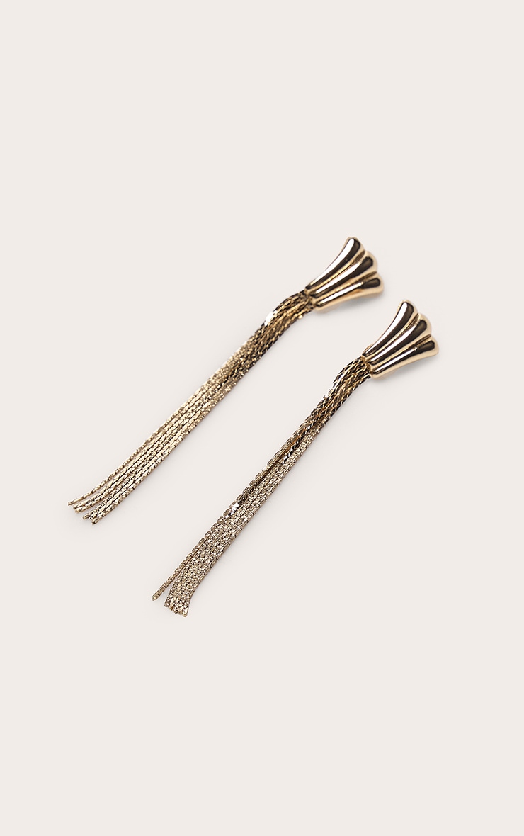 Gold Delicate Chain Drape Earrings image 3