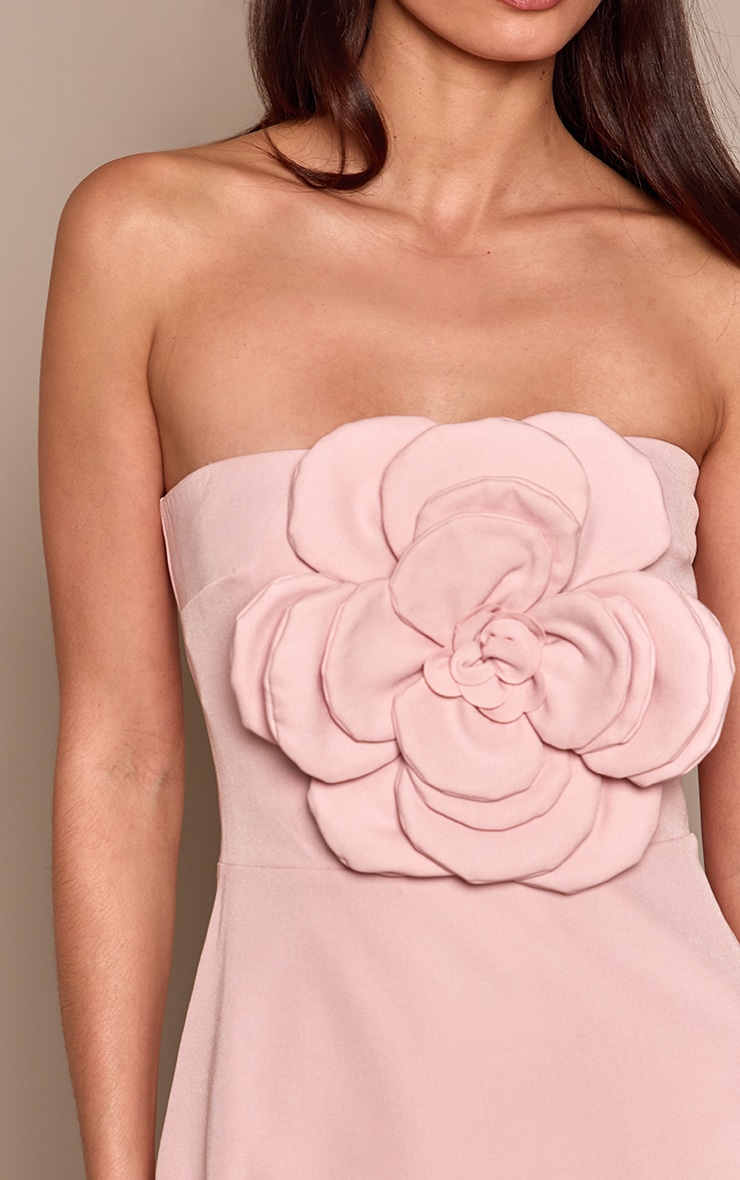 Light Pink Floral Bandeau A Line Shift Dress image 4
