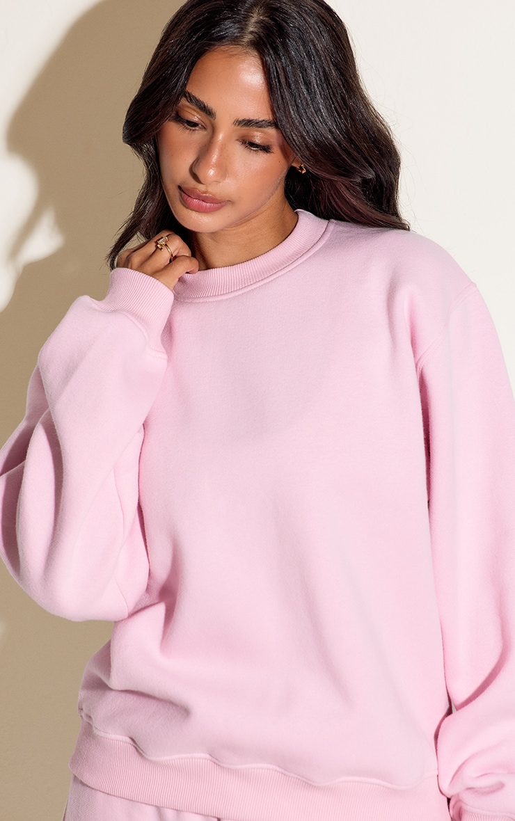 Petite Baby Pink Oversized Crew Sweatshirt image 4