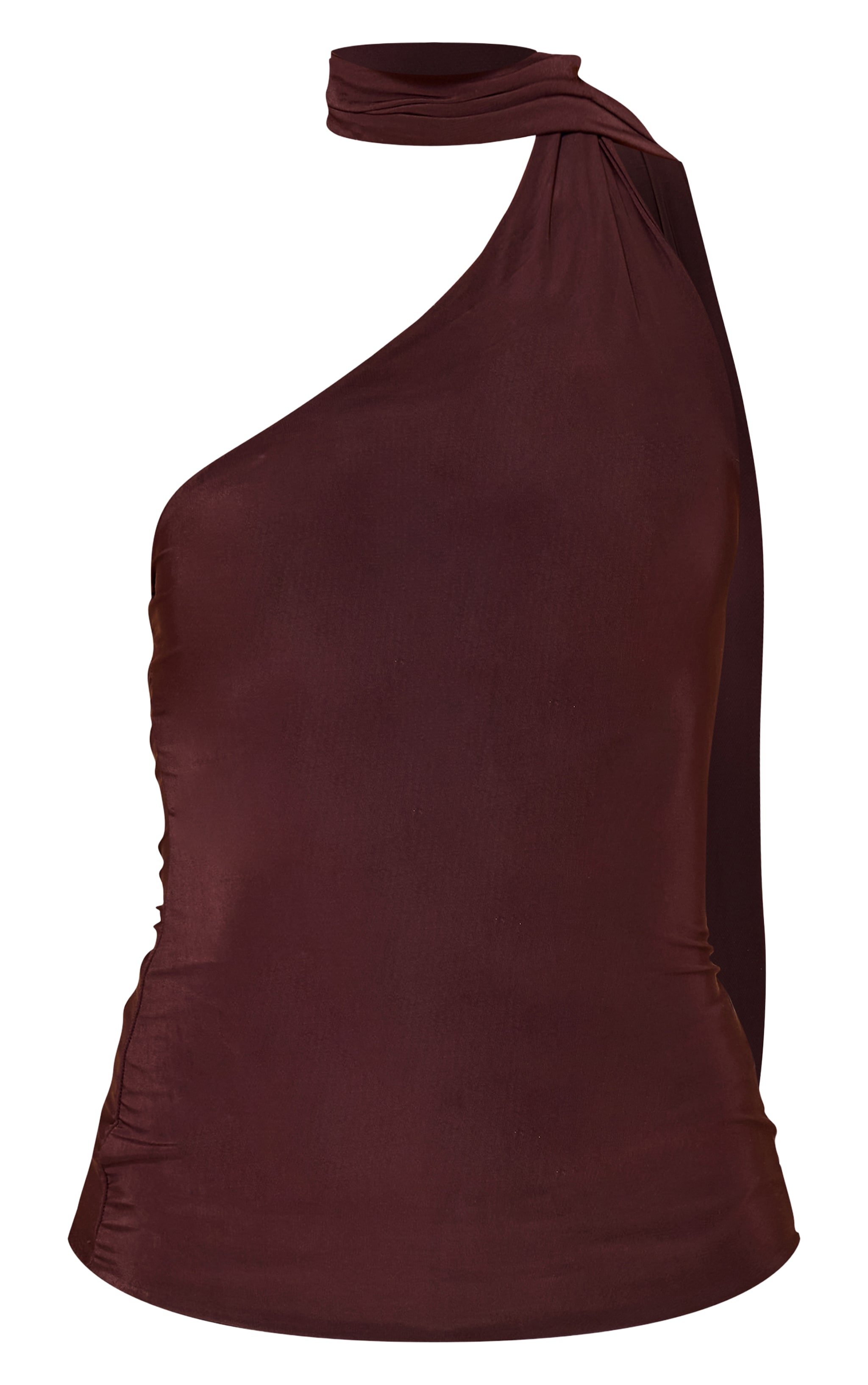 Tall Chocolate Double Layer Scarf Detail Long Top image 5