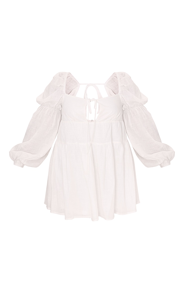 Plus White Cotton Tiered Shift Dress image 3