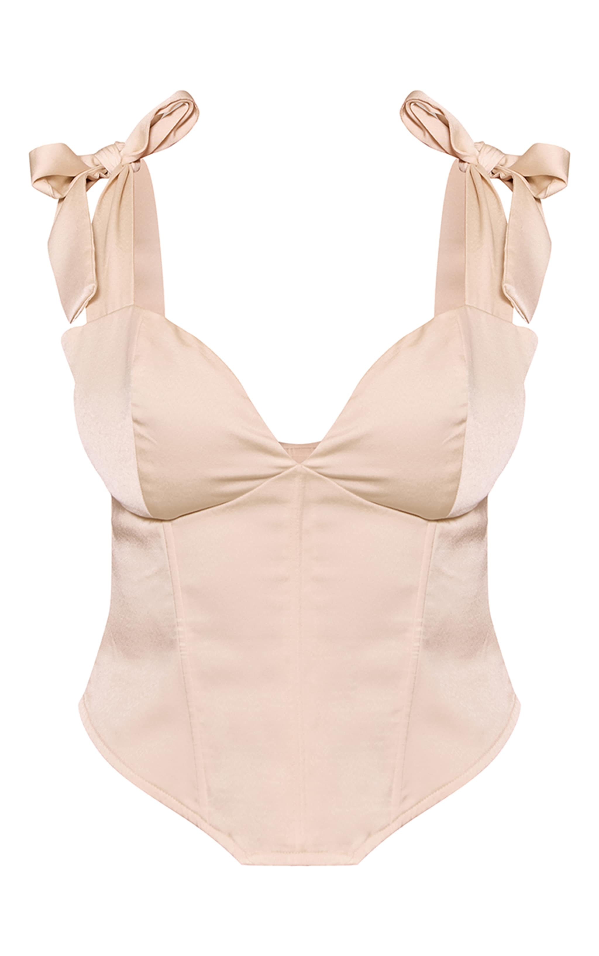 Shape Ivory Satin Plunge Neck Bust Detail Top image 5