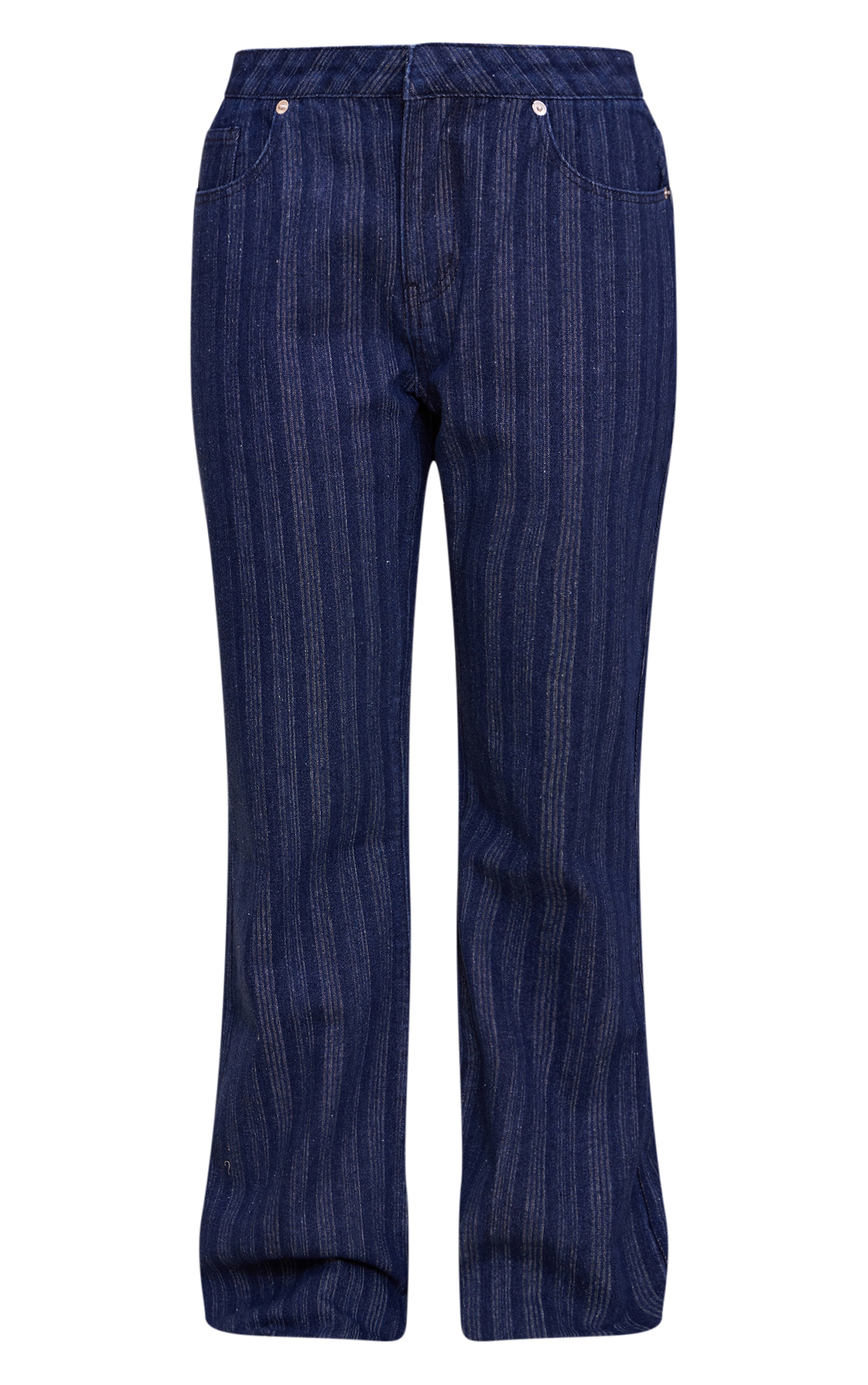 Petite Indigo Pinstipe Denim Low Rise Straight Leg Jeans image 5