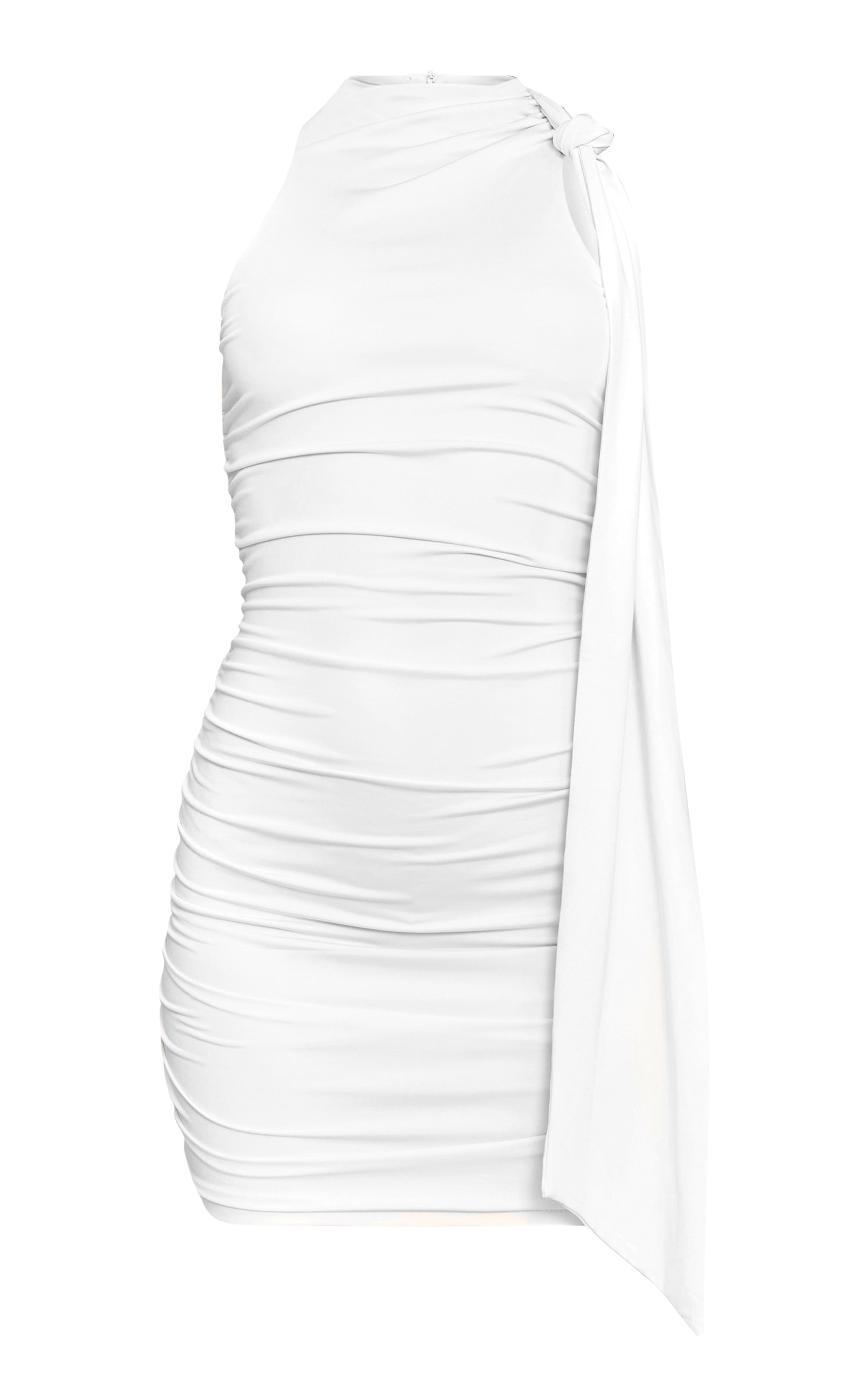 Cream Soft Touch Knot Wrap Mini Dress image 5