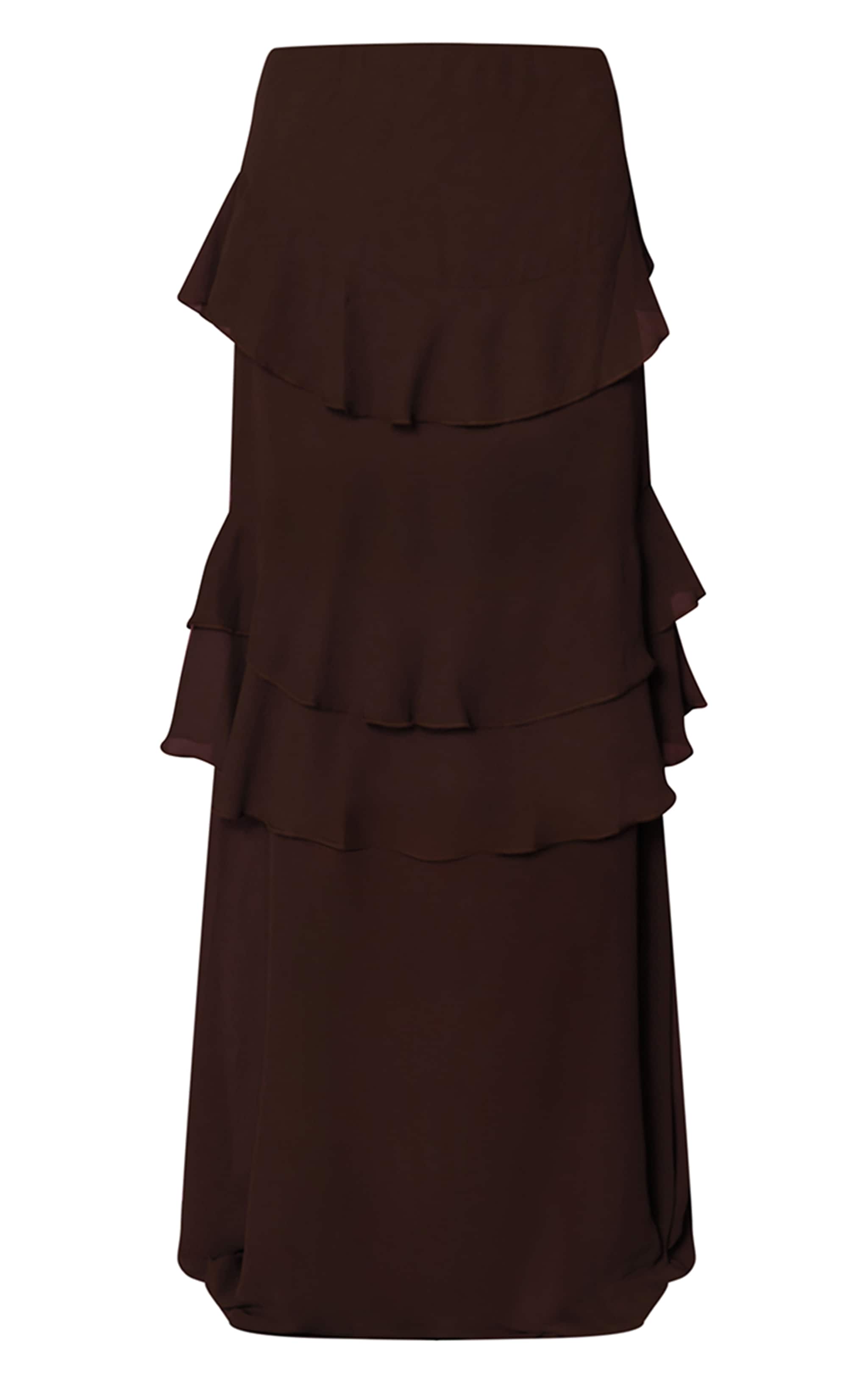 Chocolate Chiffon Ruffle Maxi Skirt image 5