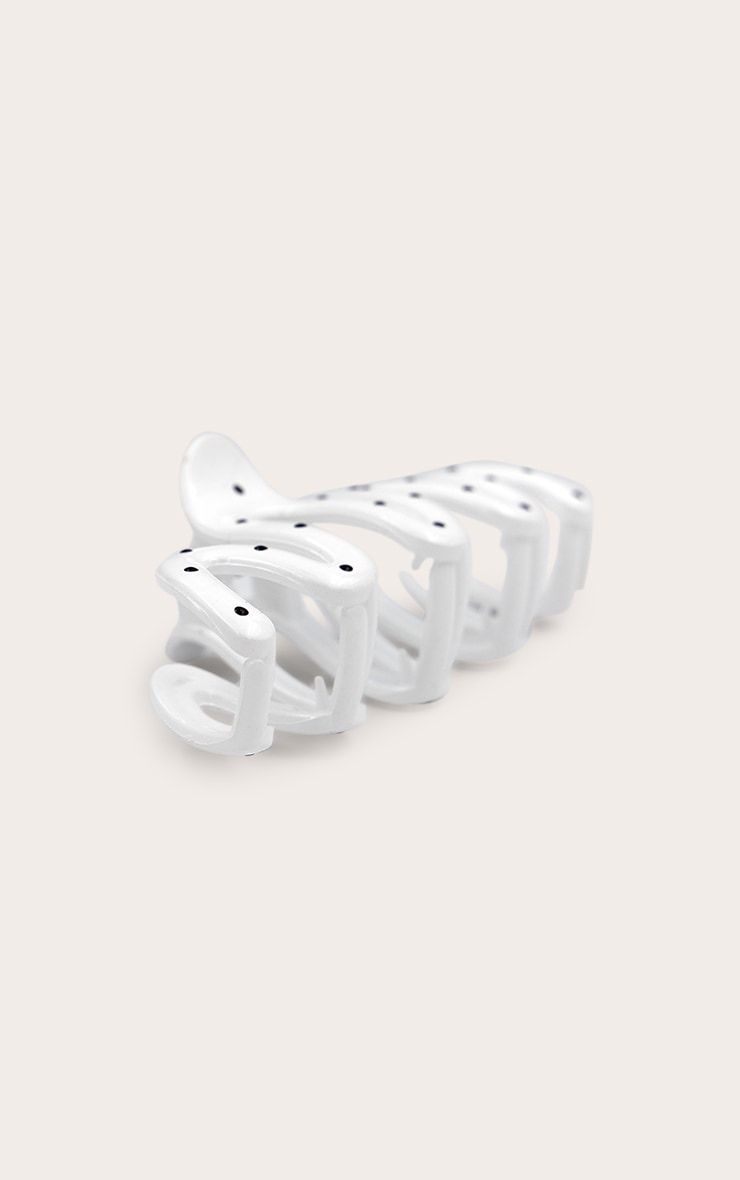White Polka Hair Claw Clip image 3