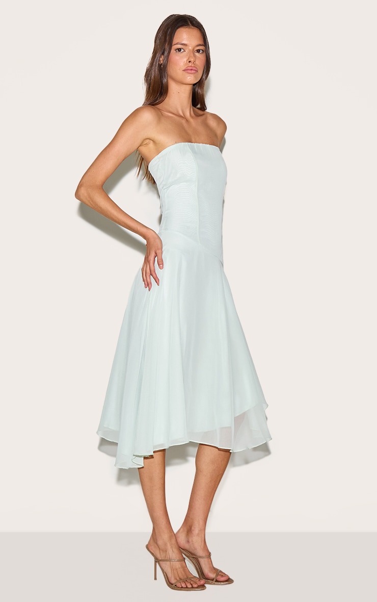 Robe bustier mi-longue sauge à ourlet asymétrique image 3