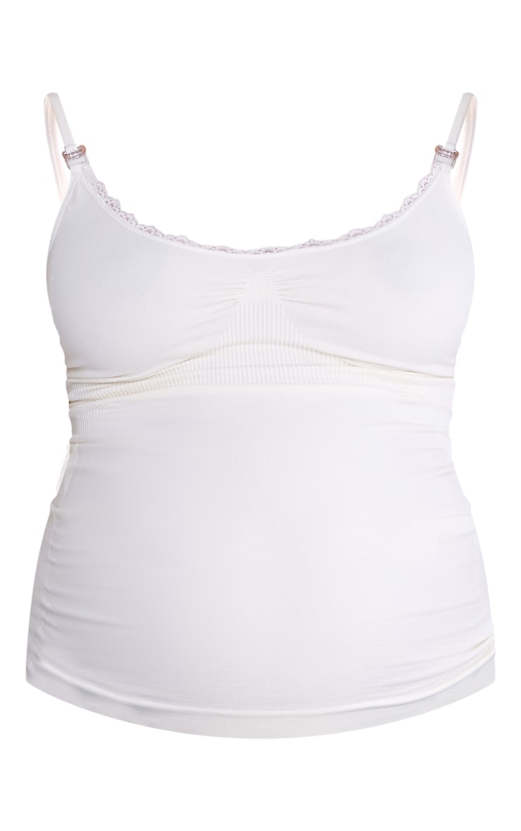 Maternity Beige Nursing Cami Top With Detachable Straps image 4