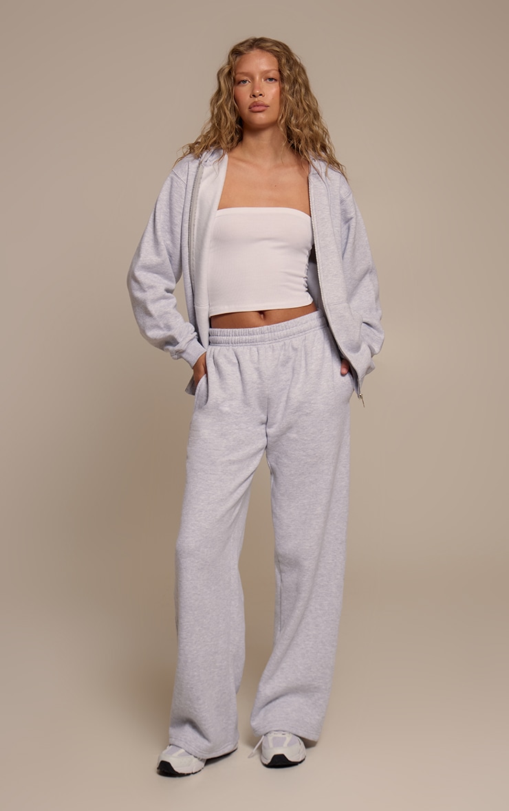 Ash Grey Cotton Fleece Pullover Zip Hoodie image 3