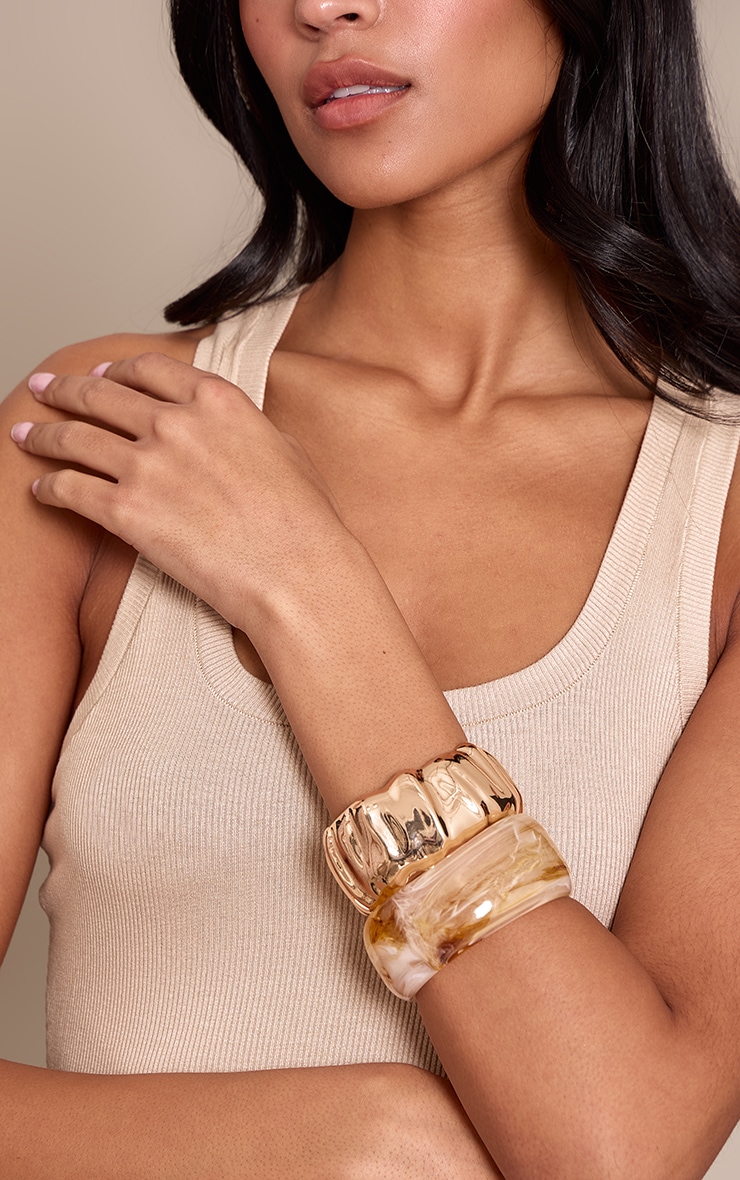 Gold Smooth Smokey Resin Bangle Multi Pack image 1