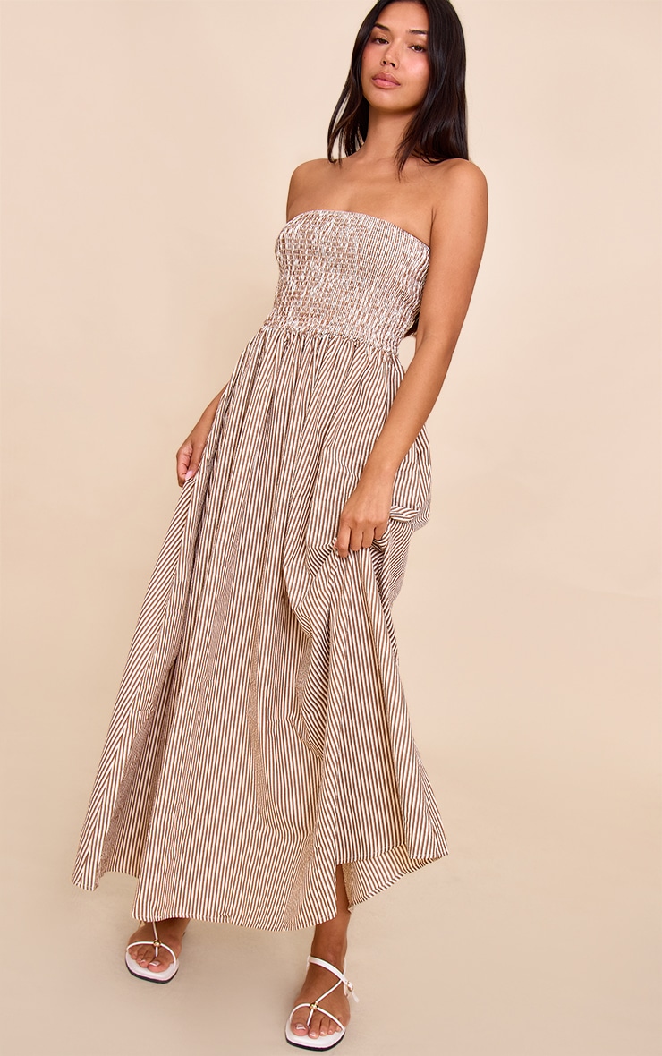 Robe bustier longue châtaigne à rayures image 3