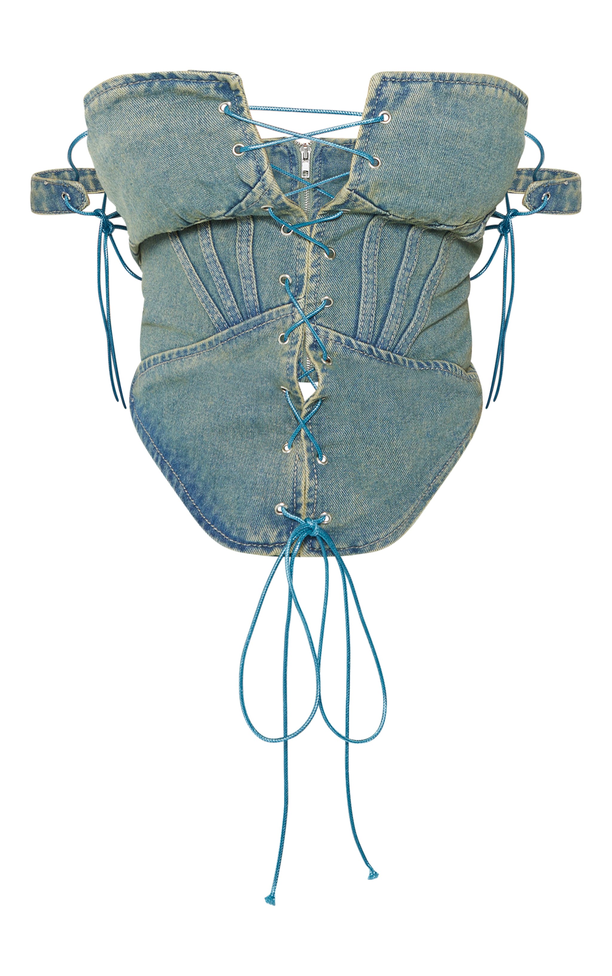 Shape Vintage Wash Denim Lace Up Front Corset image 5