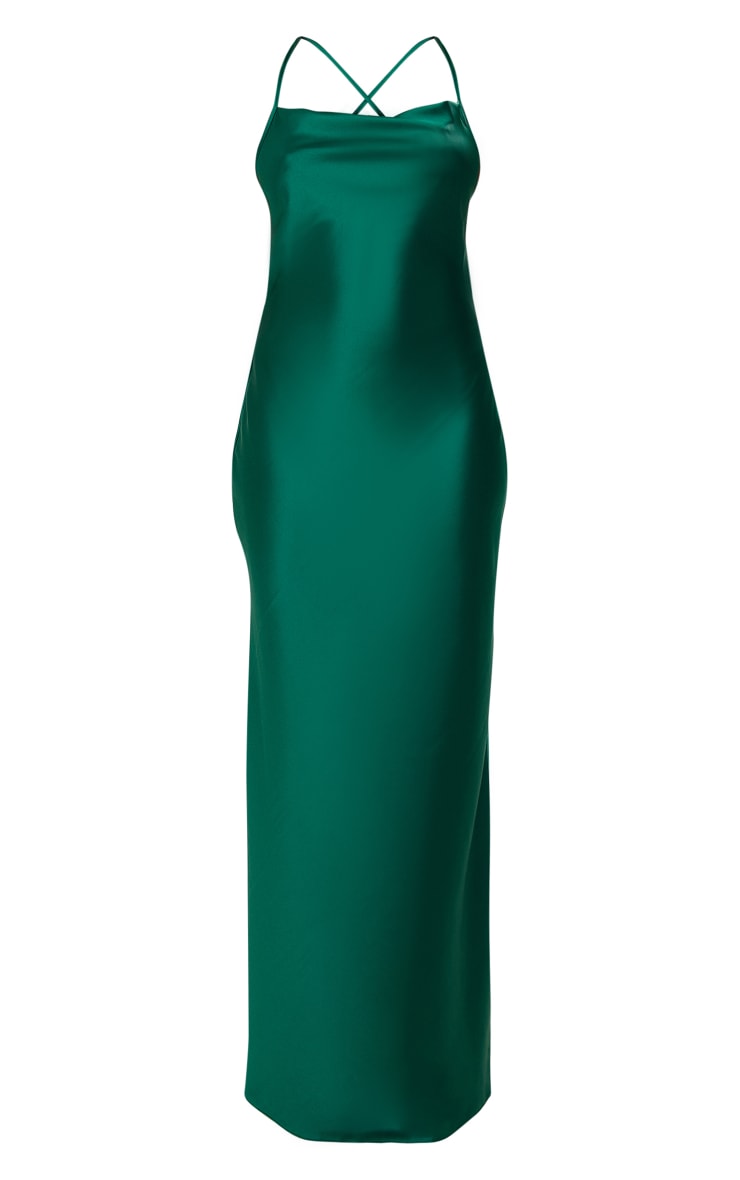 Slip Dress Emerald Satin Cowl Neck Maxi Dress Pretty Lavish Keisha