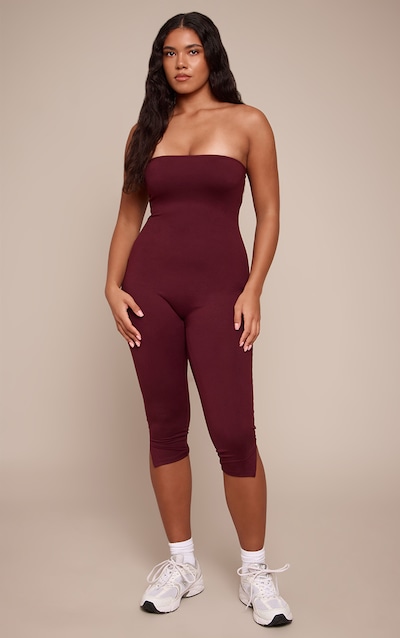 Shape Burgundy Sculpt Bandeau Capri Jumpsuit