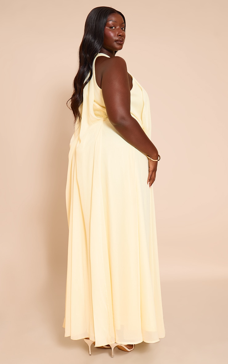Plus Lemon Chiffon Extreme Pleated Maxi Dress image 2