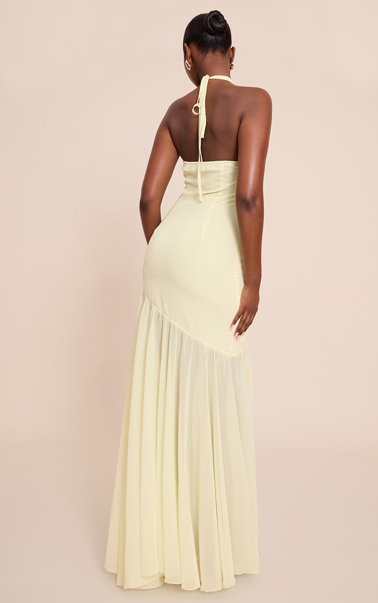 Lemon Chiffon Halterneck Dropped Waist Maxi Dress image 2