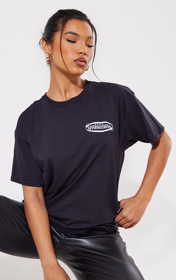 Black Daily Affirmation Back Print T Shirt image 2