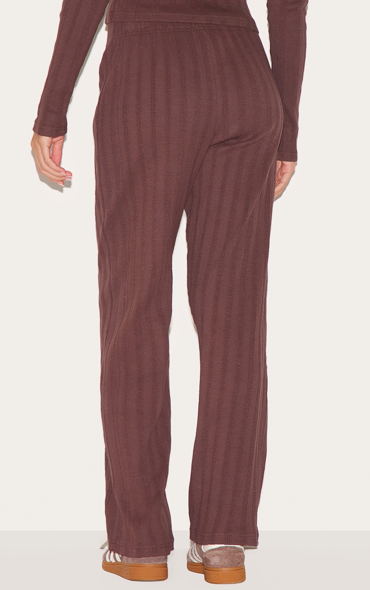 Pantalon droit côtelé marron foncé à taillle mi-haute image 3