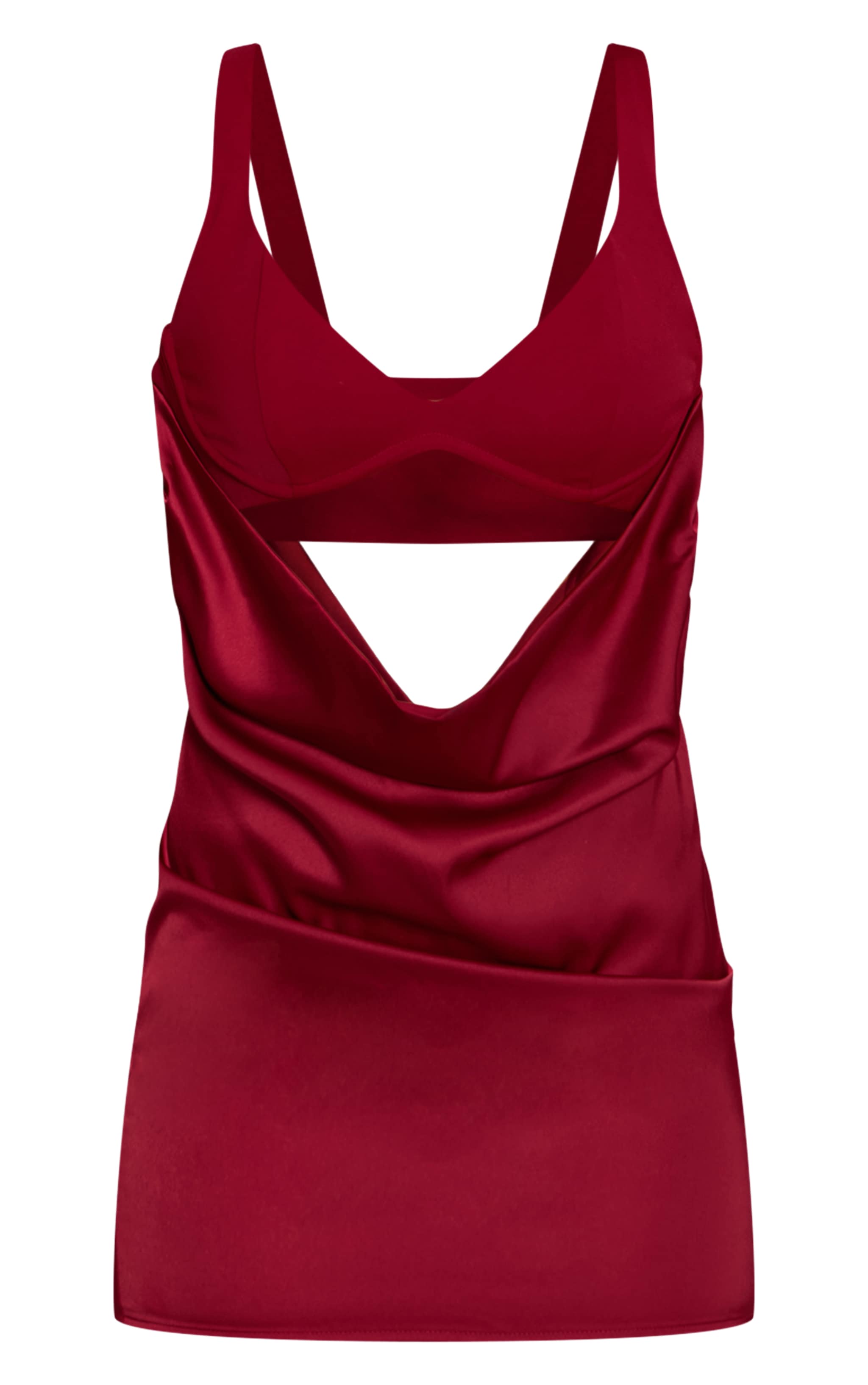 Burgundy Underwired Strappy Mini Dress image 5