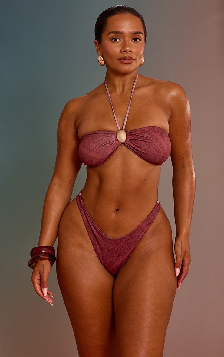 Shape Burgundy Paisely Print Bikini Bottom image 3