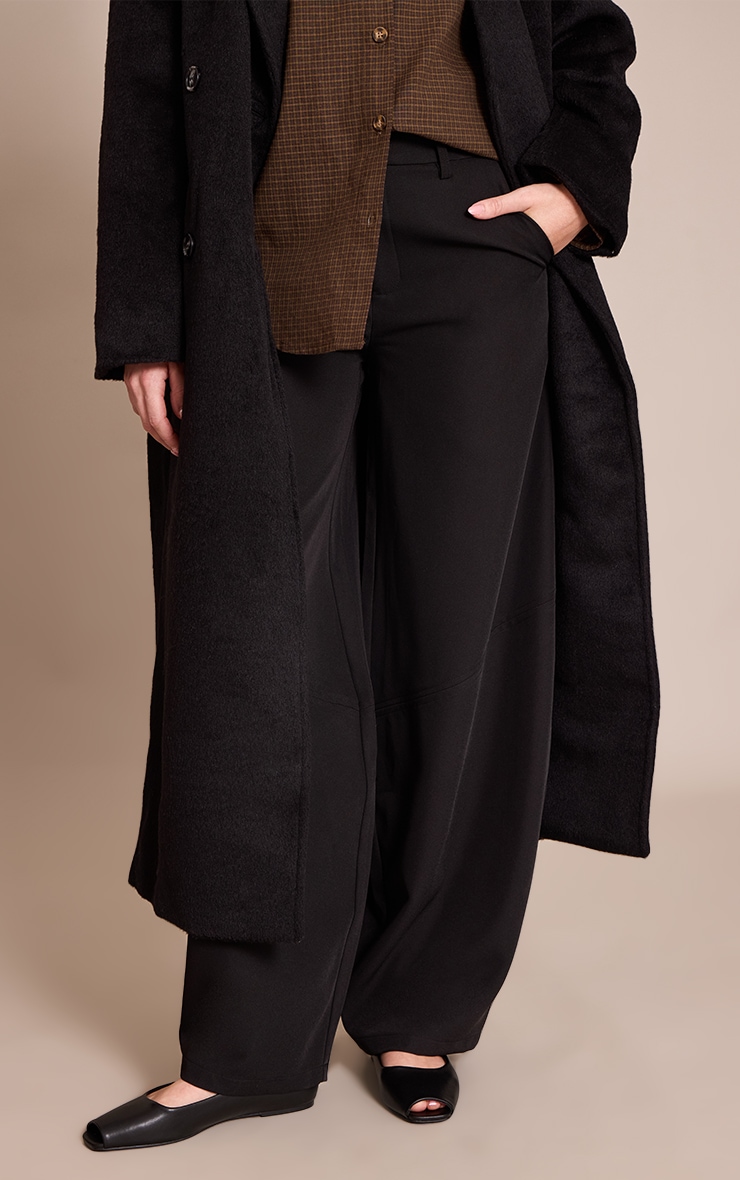 Black PU Peep Toe Ballet Flat