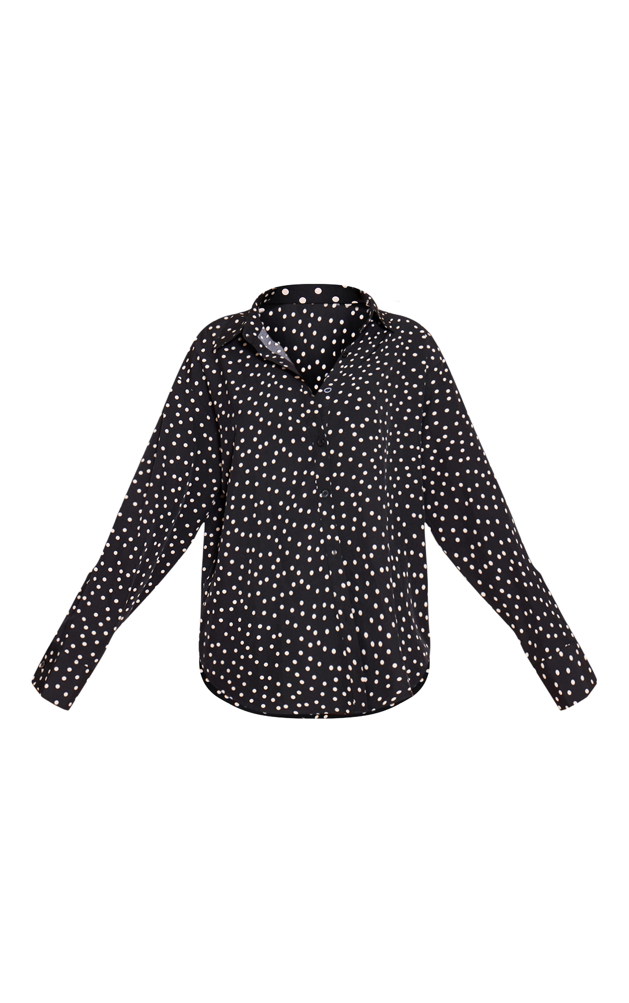 Black Woven Oversized Polka Dot Shirt image 5