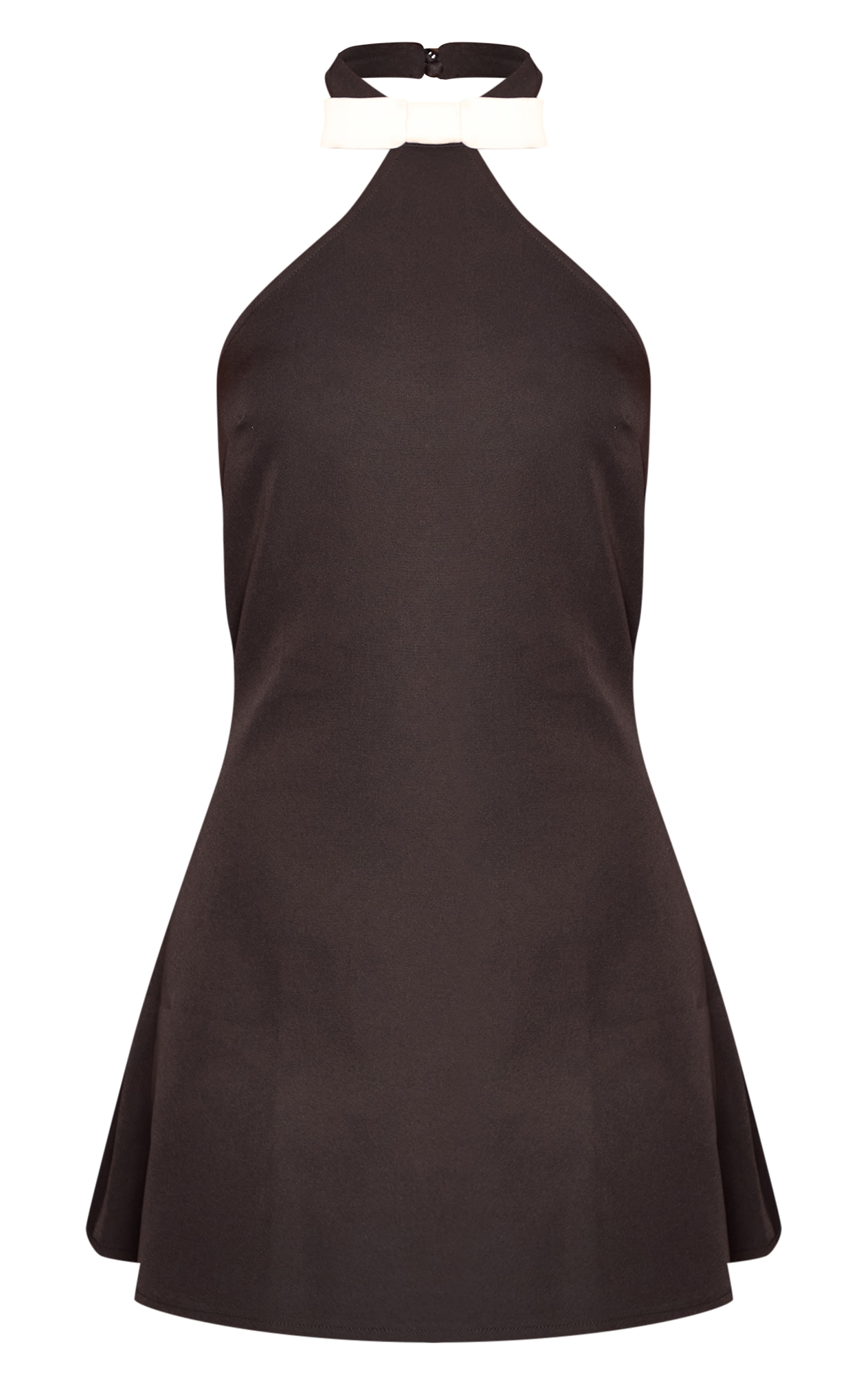 Mini robe découpée noire à col montant et nœud papillon image 5