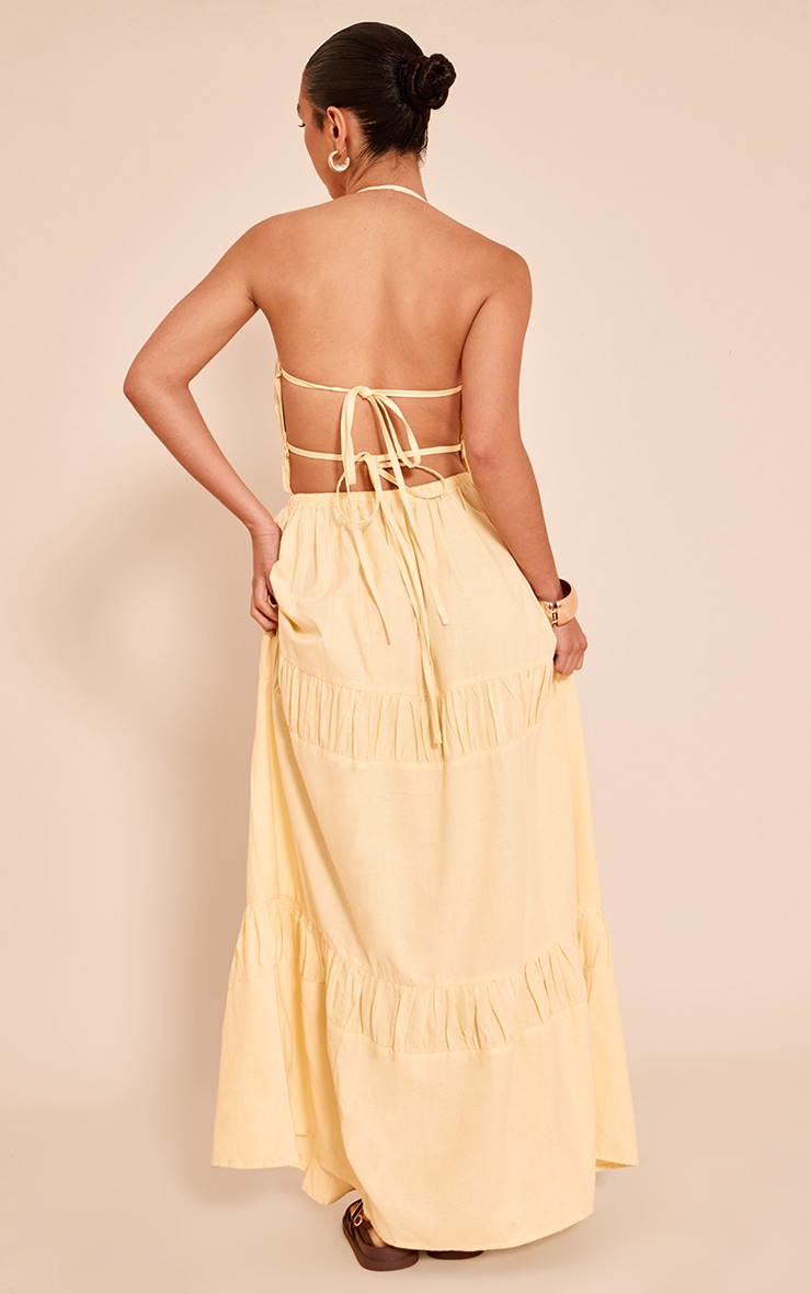 Lemon Ruched Backless Strappy Maxi Dress image 2