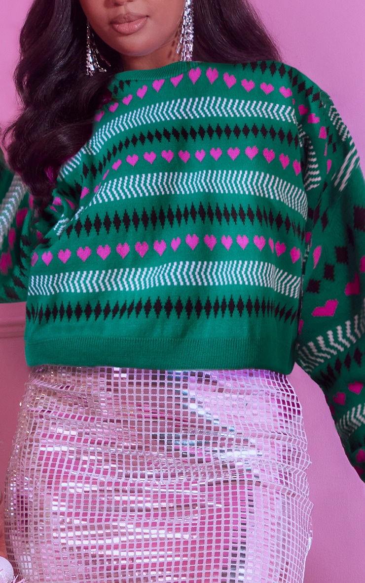 Plus Green Fairsile Cropped Christmas Jumper image 3