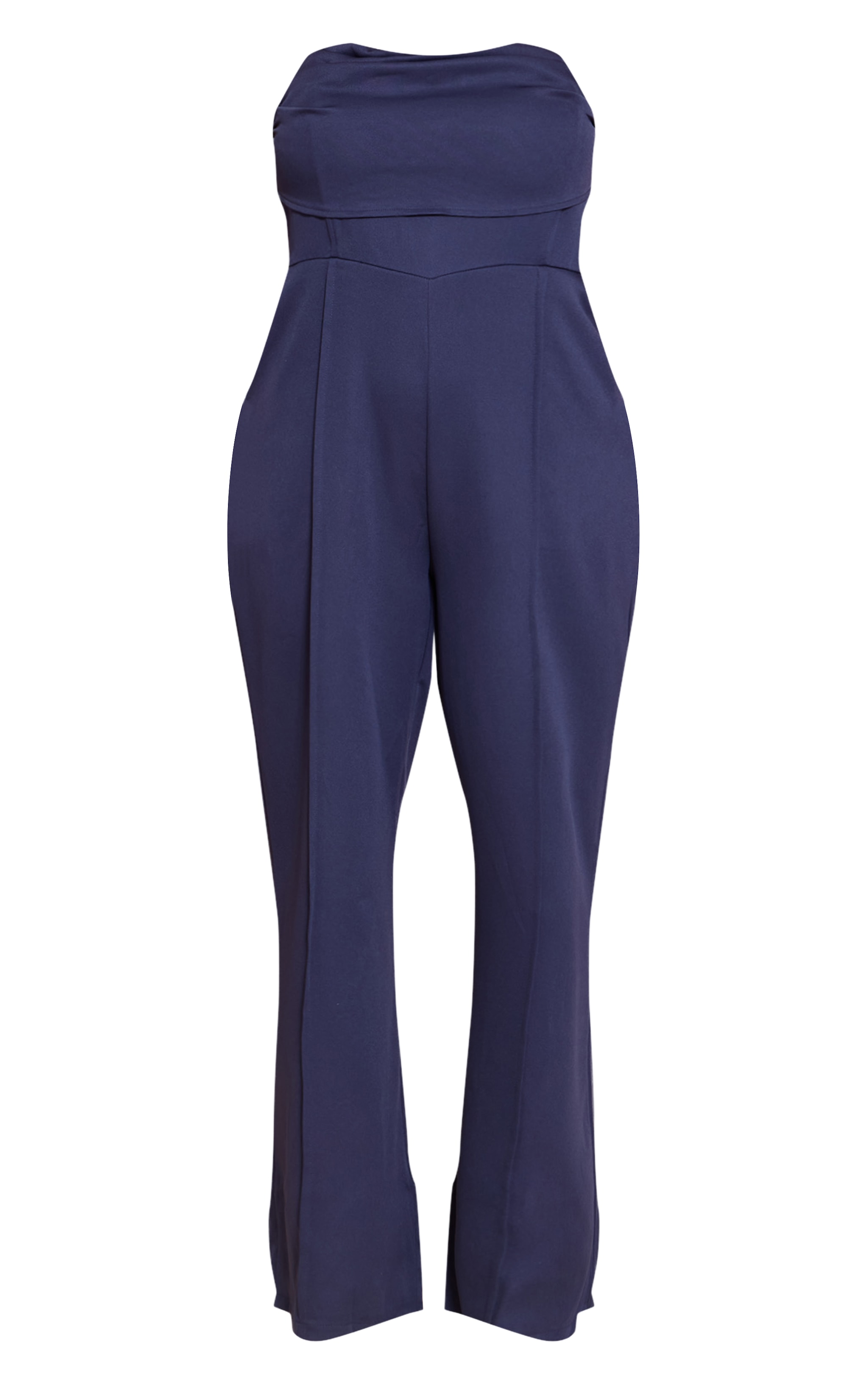Plus Navy Bandeau Cowl Neck Pocket Detail Jumpsuit image 5