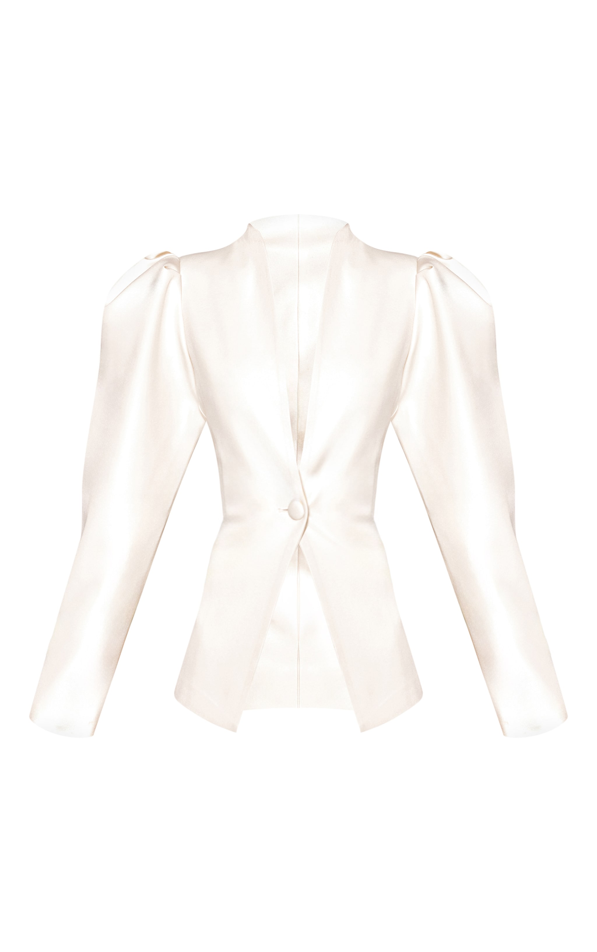 Cream Gathered Sleeve Cinched Blazer image 5