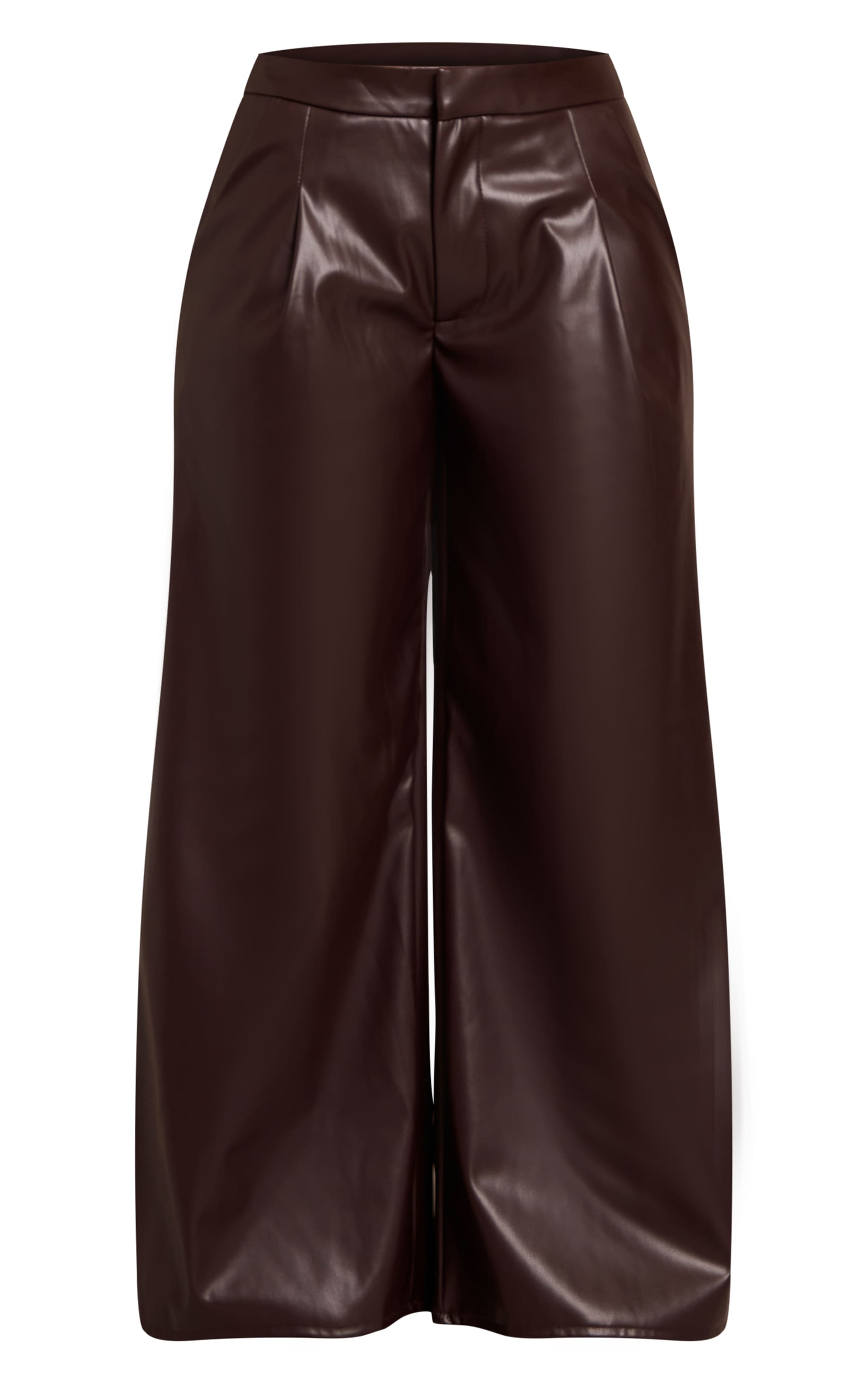 Petite Chocolate Pleated Faux Leather Pants image 5