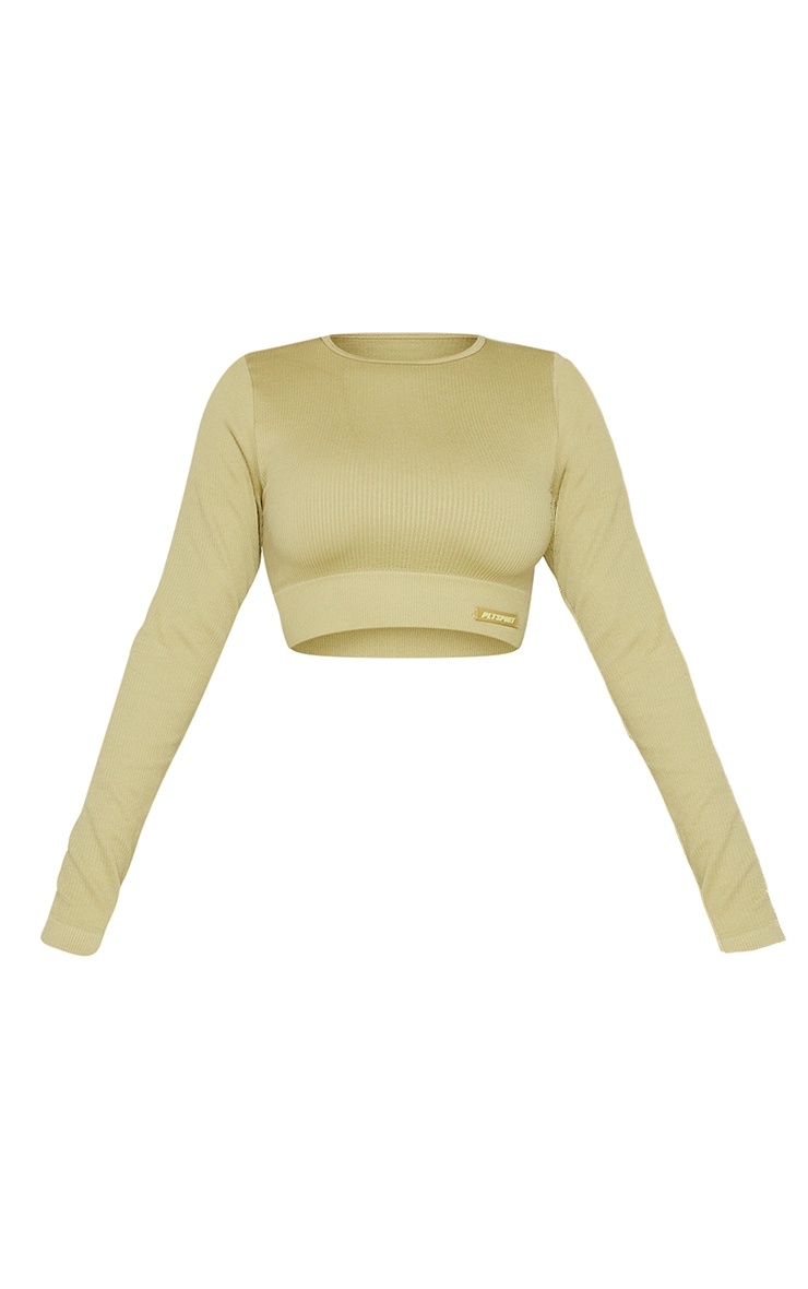 PRETTYLITTLETHING Petite Khaki Contour Rib image 5