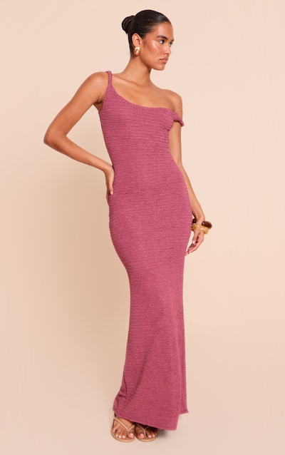 Mauve Textured Twist Strap Detail Maxi Dress