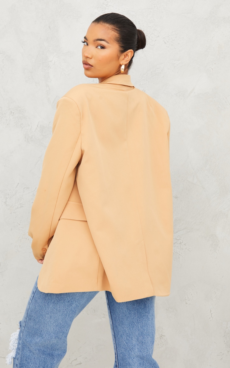 Camel Oversized Curved Hem Boxy Blazer image 2