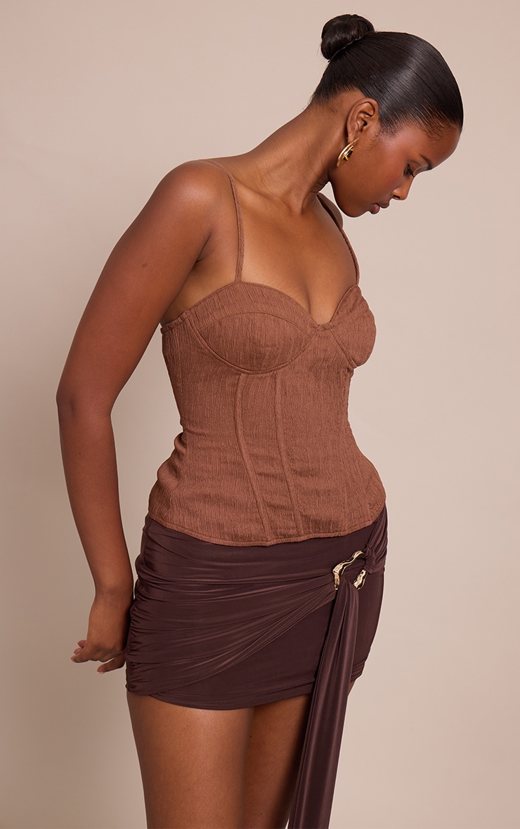 Chocolate Textured Strappy Corset image 4