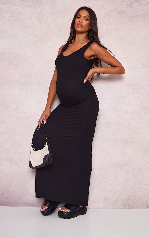 Maternity Black Scoop Neck Maxi Dress PrettyLittleThing USA