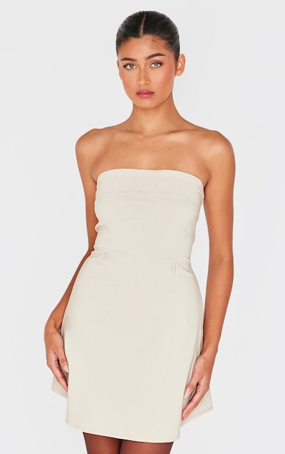 Mini robe bustier droite tissée stretch crème