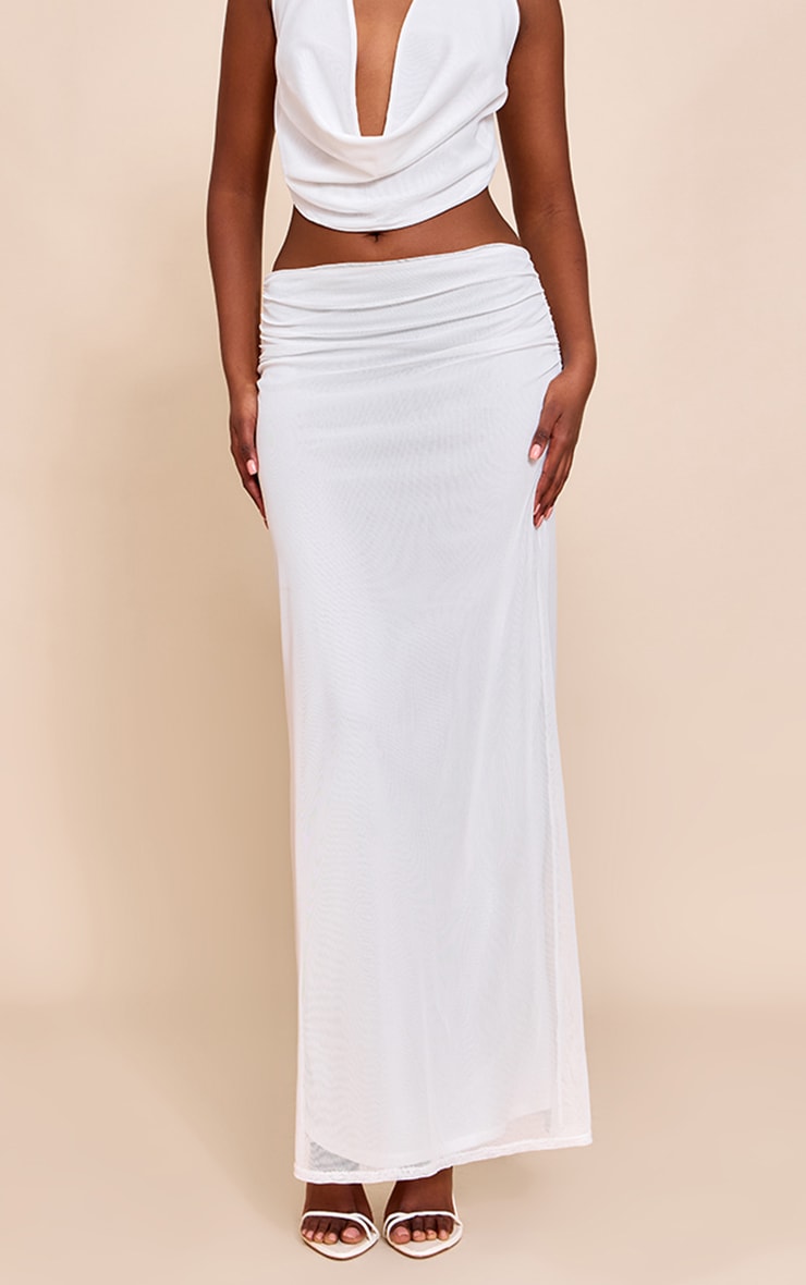 White Mesh Maxi Skirt image 2