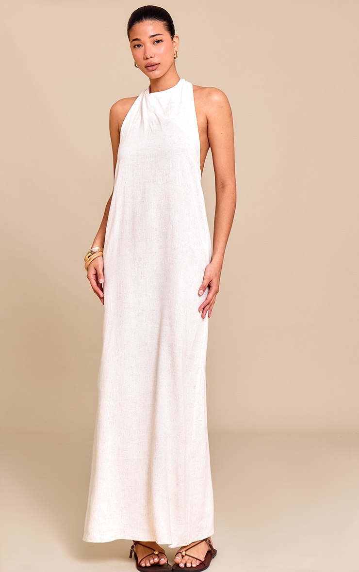 Natural Textured Scoop Back Maxi Dress image 3