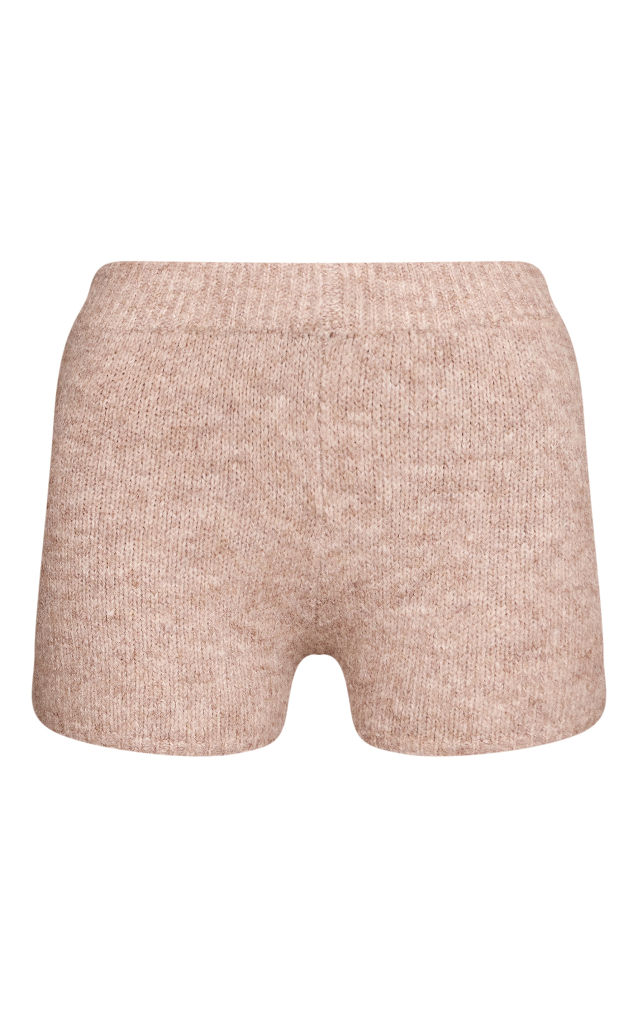 Oatmeal Brushed Knit Mini Shorts image 6