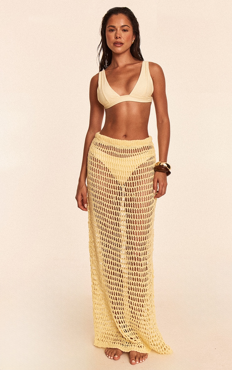 Butter Yellow Crochet Beach Maxi Skirt image 1