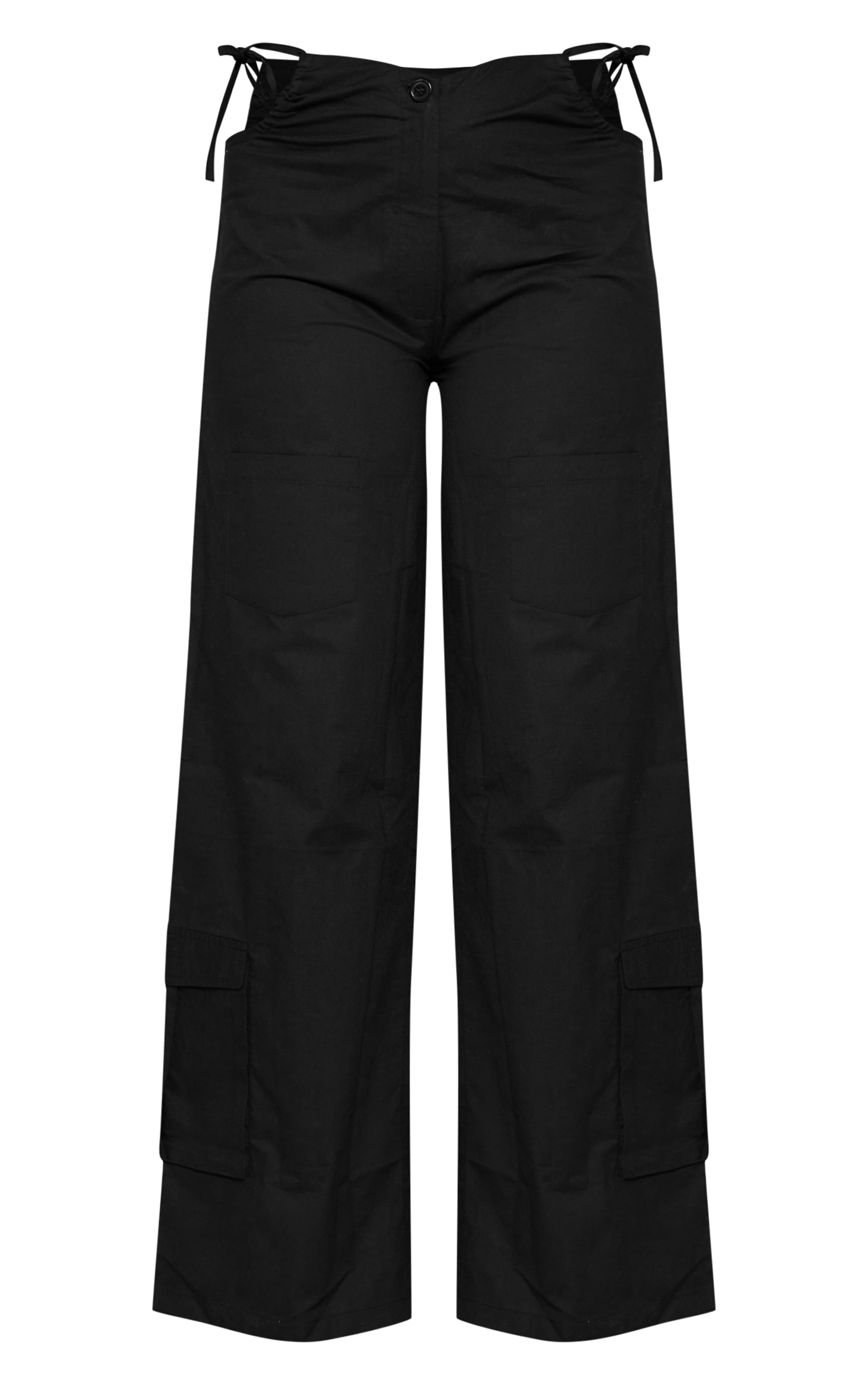 Black Cotton Cut Out Tie Side Pants | Bottoms